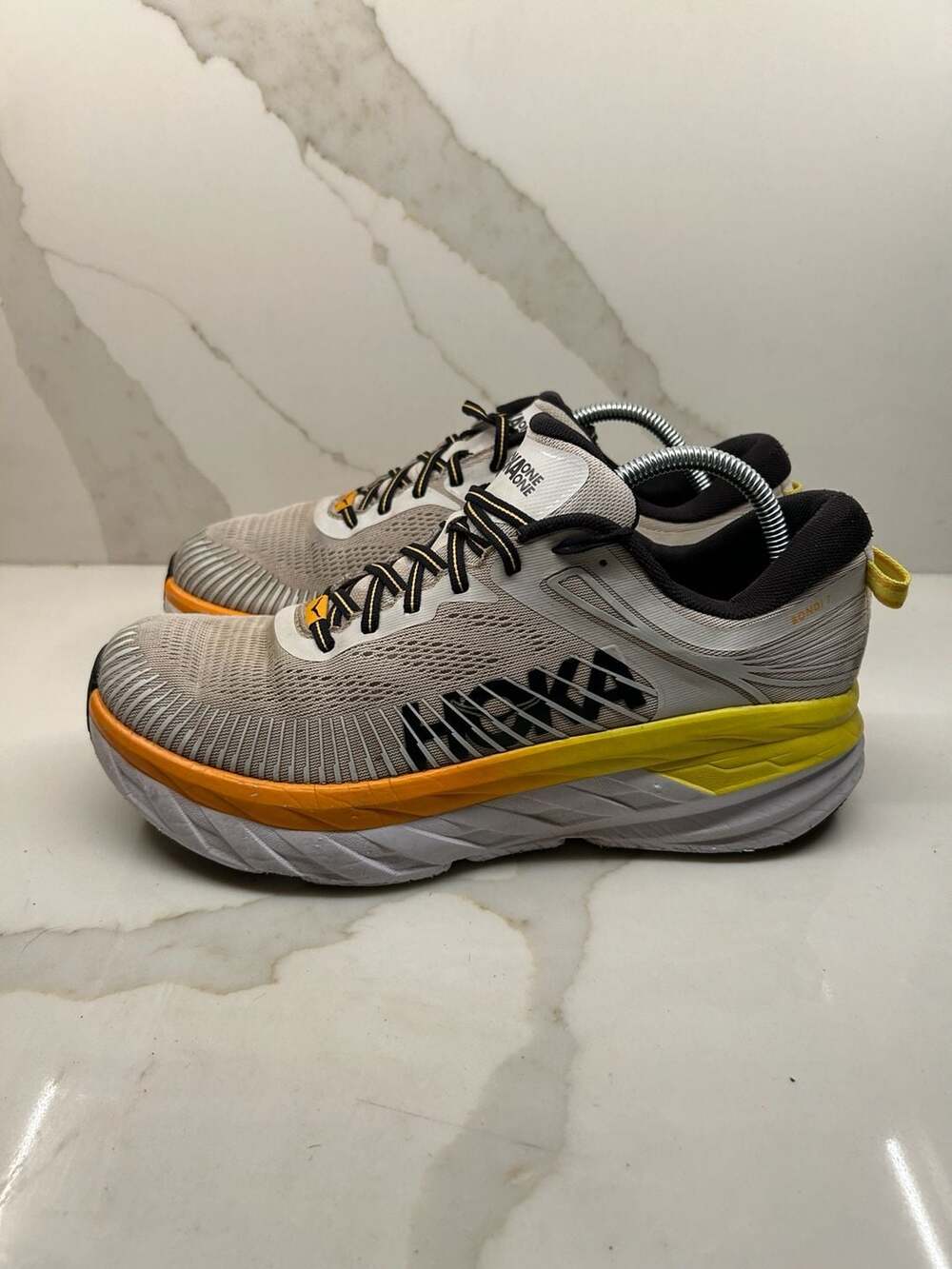 HOKA One One Men's Bondi 7 Nimbus Cloud Radiant Yellow Running Shoes ( Size: 10)